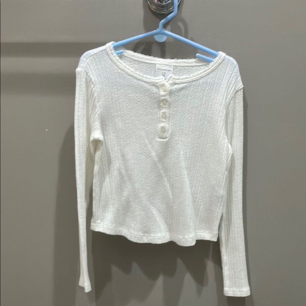 Abercrombie Kids White Long Sleeve Henley Top
